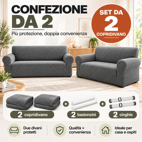 Copridivano Antiscivolo – Set da 2 | Protezione e Stile